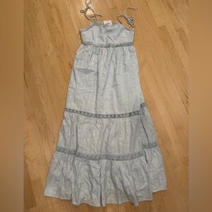 American Eagle Outfitters Light Blue Maxi Dress with Embroidered Bands